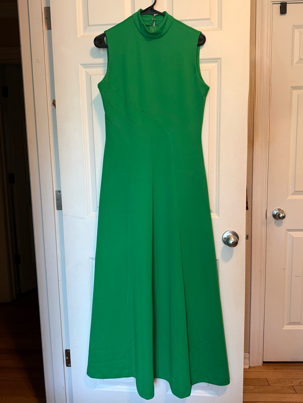 Vintage Leslie Fay Sleeveless Green Mock-Neck Maxi Dress
